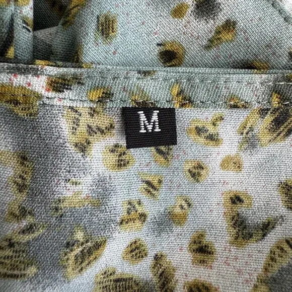 Maxi Dress Womens M Green Animal Print Flowy Country Cottage Boho Resort - Picture 9 of 10